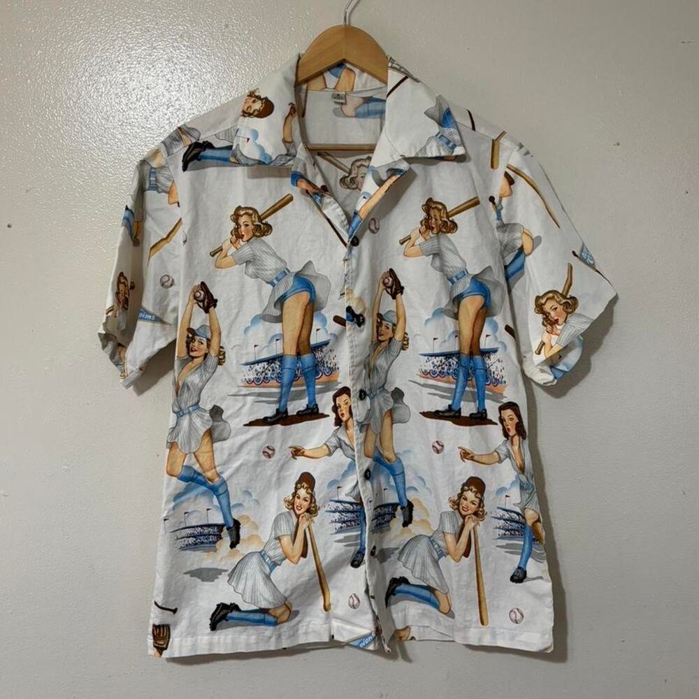 Vintage 90s Gorman Bros. Swingers AOP Button Down Camo Shirt Size Men’s M